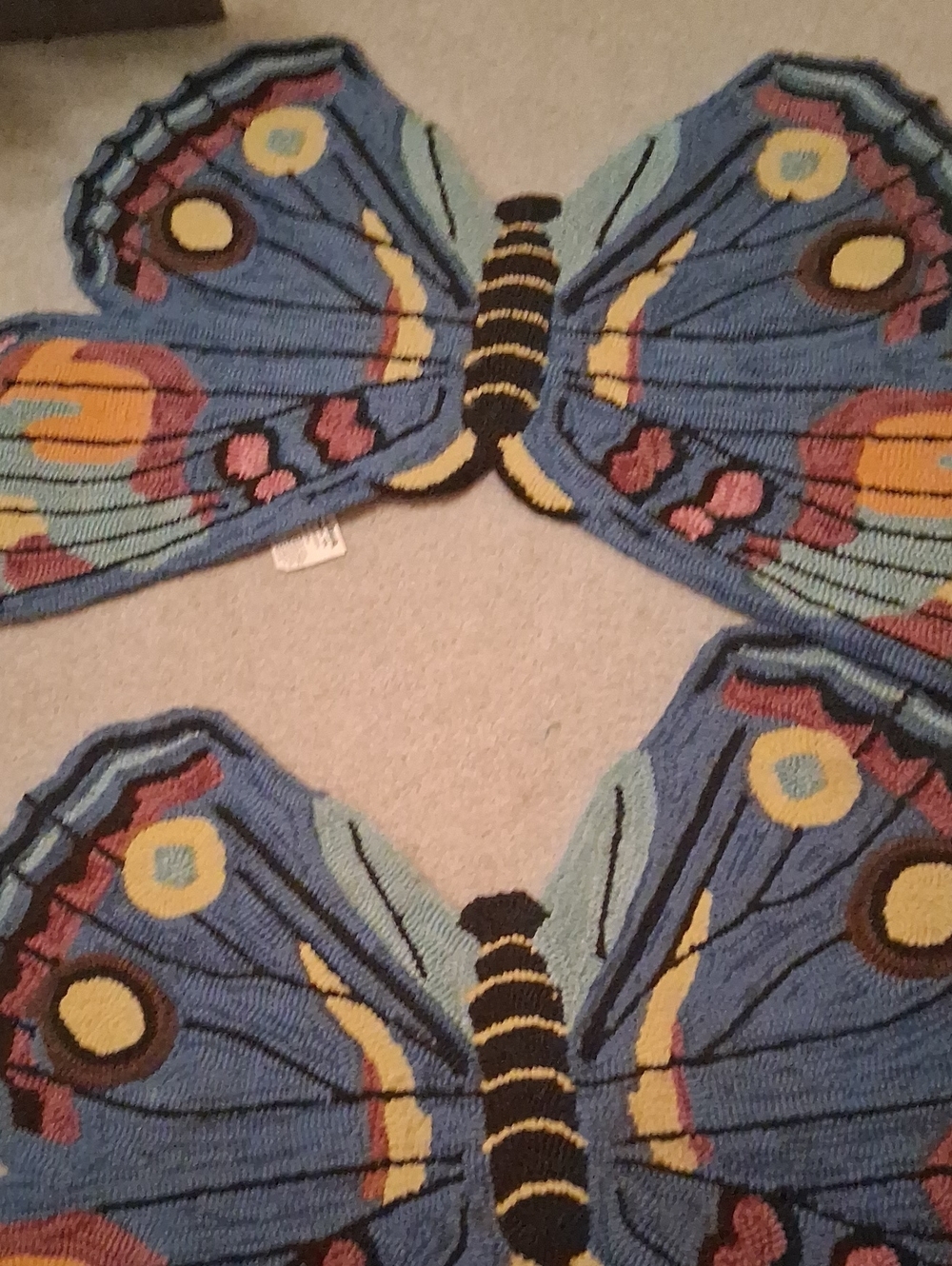Plow & Hearth Critter Shaped Washable Throw Rug! Butterfly